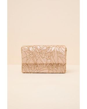 Lulus Adorable Update Beaded Sequin Crossbody Bag - Natural