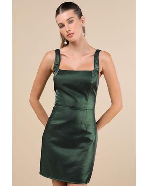 Lulus Gorgeous Aesthetic Emerald Taffeta Sleeveless Mini Dress - Green