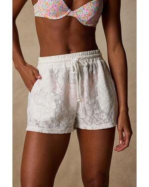 Lulus La Jolla Sheer Crochet Lace Swim Cover-Up Shorts - White