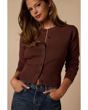 Lulus Araya Button-Up Cardigan - Brown