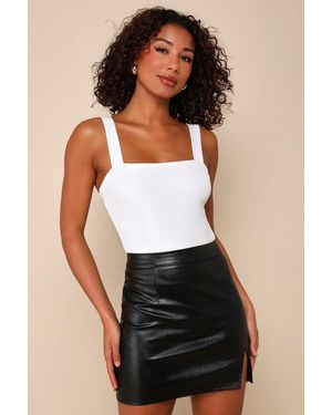 Lulus Corte Vegan Leather Mini Skirt - Black