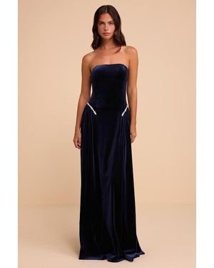 Lulus Midnight Kiss Velvet Maxi Dress - Blue