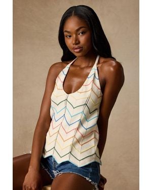 Lulus Madalya Multi Striped Halter Sweater Top - Brown