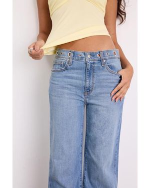 Daze Denim 1999 Slouchy Medium Wash Grommet Jeans - Blue