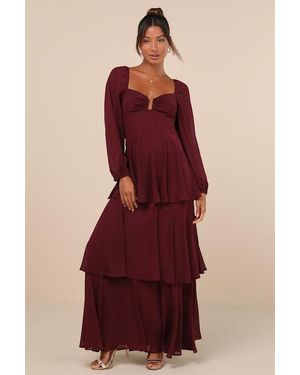 Lulus Tier To Enchant Long Sleeve Tiered Maxi Dress