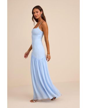 Lulus Auria Chiffon Drop Waist Maxi Dress - Blue