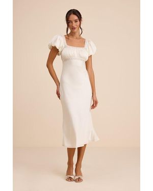 simply beloved blue puff sleeve bodycon midi dress Simply Beloved Light Pink Puff Sleeve Bodycon Midi Dress