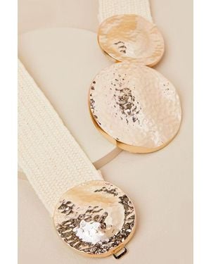 Lulus Anima Raffia Hammered Disc Belt - Natural