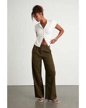 Lulus Cleo Dark Tailored Wide-Leg Pants - Green