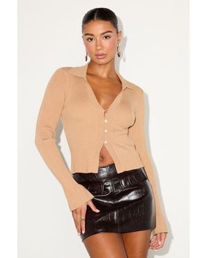 Lulus Audlynn Ribbed Collared Button-Front Cardigan Top - Black