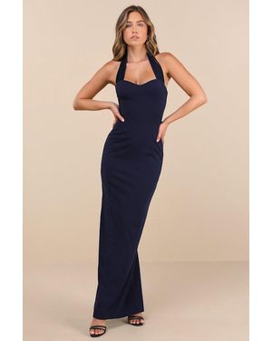Lulus Tove Halter Neck Column Maxi Dress - Blue