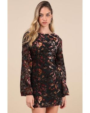 Lulus Charismatic Influence Burnout Velvet Cowl Back Mini Dress - Black