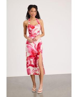 Lulus Leilanna Multi Floral Print Halter Midi Dress - Multicolour