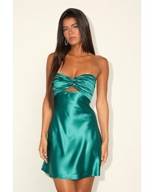 Lulus Bellina Satin Pleated Strapless Mini Dress in Green | Lyst Lulus Bellina Satin Pleated Strapless Mini Dress in Green | Lyst