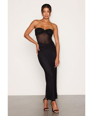 Lulus Bev Mesh Strapless Midi Dress - Black