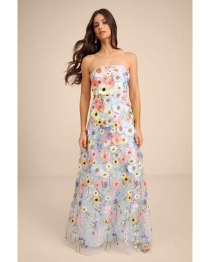 Lulus Rosario Multi 3D Floral Embroidered Maxi Dress - Green