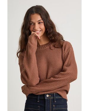 Lulus Campfire Cozy Cropped Sweater - Brown