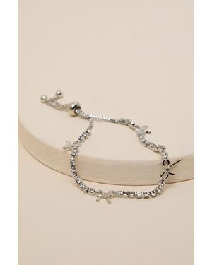 Lulus Festivity Rhinestone Bow Bracelet - Natural