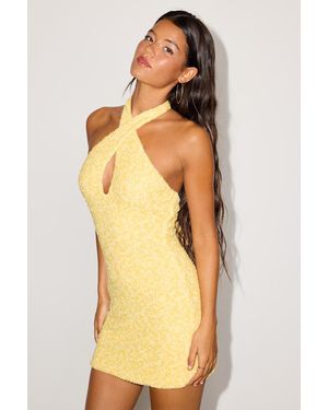 Lulus Terra Sequin Halter Mini Dress - Yellow