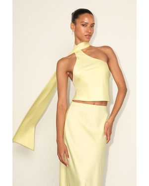 Lulus Marabella Satin One-Shoulder Sash Top - Yellow