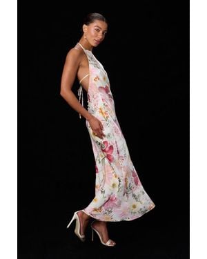 Lulus Sidney Blush Multi Floral Halter Maxi Dress in Pink | Lyst