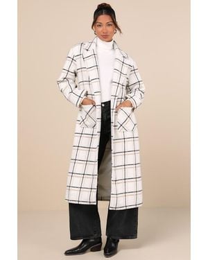 Lulus Warm Front Plaid Coat - Green