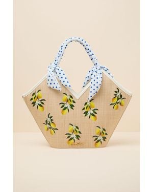 Betsey Johnson Don'T Be Tarty Natural Straw Tote Bag - Metallic