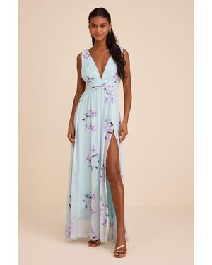 Lulus Garden Meandering Floral Print Maxi Dress - Blue