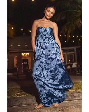Lulus Danalia Floral Burnout Strapless Maxi Dress - Blue