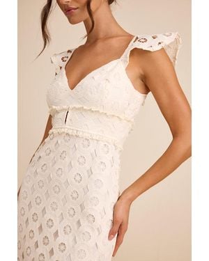 Lulus Adalyn Cream Crochet Lace Trumpet Midi Dress - Natural