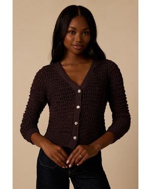 Lulus Breezy Attitude Loose Knit Button-Up Cardigan Sweater - Black