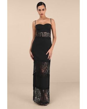 Lulus Jiliana Lace Column Maxi Dress - Black