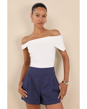 Lulus Marieke Pleated High-Rise Shorts - Blue