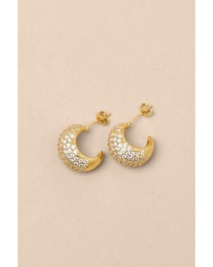 Lulus Percy 14Kt Rhinestone Hoop Earrings - Natural