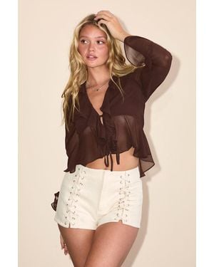 Lulus Nish Cream Lace-Up High-Waisted Shorts - Natural