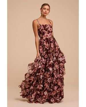Lulus Hensley Floral Bustier Maxi Dress - Brown