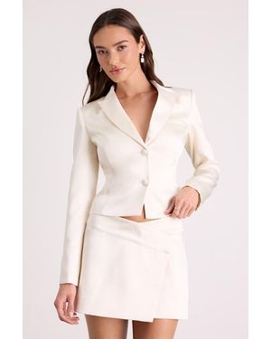 Lulus Harris Satin Low-Rise Mini Skirt - White