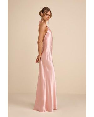 Lulus Magnificence Satin Backless Halter Maxi Dress - Pink