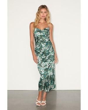 Lulus Truest Romance Floral Print Sleeveless Ruched Midi Dress - Green