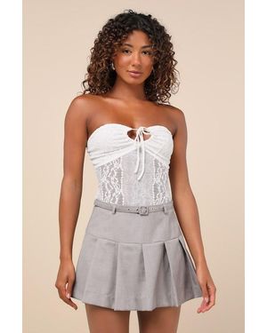 Lulus Trendsetting Look Pleated Skort - Grey