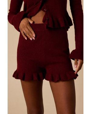 Lulus Cozy Moments Sweater Shorts - Red