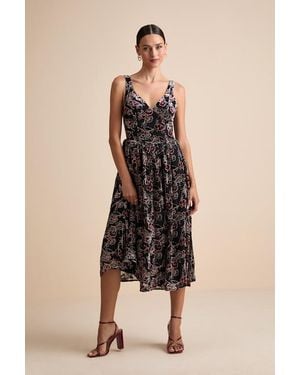 Lulus Priella Velvet Burnout Lace-Up Midi Dress - Natural