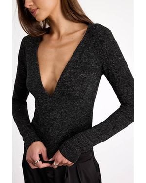 Lulus Stelara Lurex Long Sleeve Top - Black