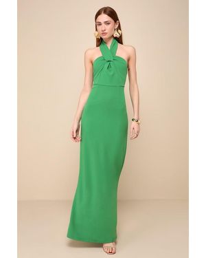 Lulus Mesmerizing Perfection Halter Neck Backless Maxi Dress - Green