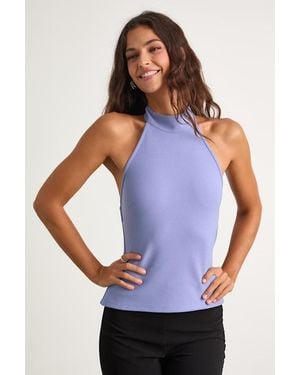 Lulus Ilenia Periwinkle Strappy Halter Top - Blue