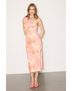 Lulus Ismerida And Abstract Mesh One-Shoulder Midi Dress - Pink