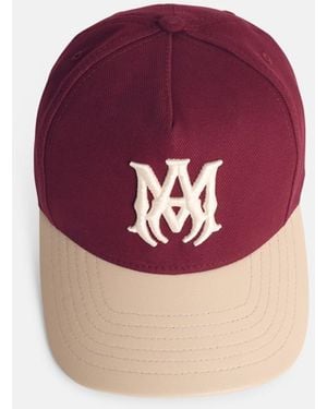 Amiri Two-Tone Cotton And Leather Cap - Purple