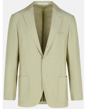 Eleventy Cream Cotton Blend Blazer - Green
