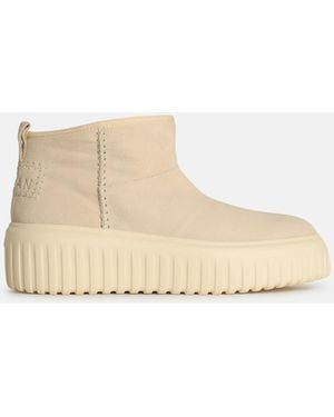 Hogan H645 Cream Leather Ankle Boots - Natural