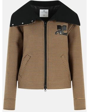 Courreges 'Houndstooth' And Polyester Blend Jacket - Brown
